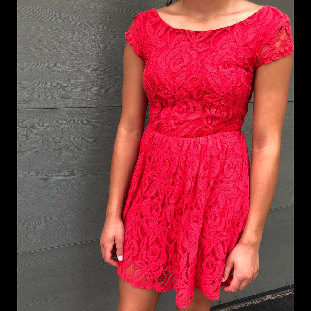lace red dress